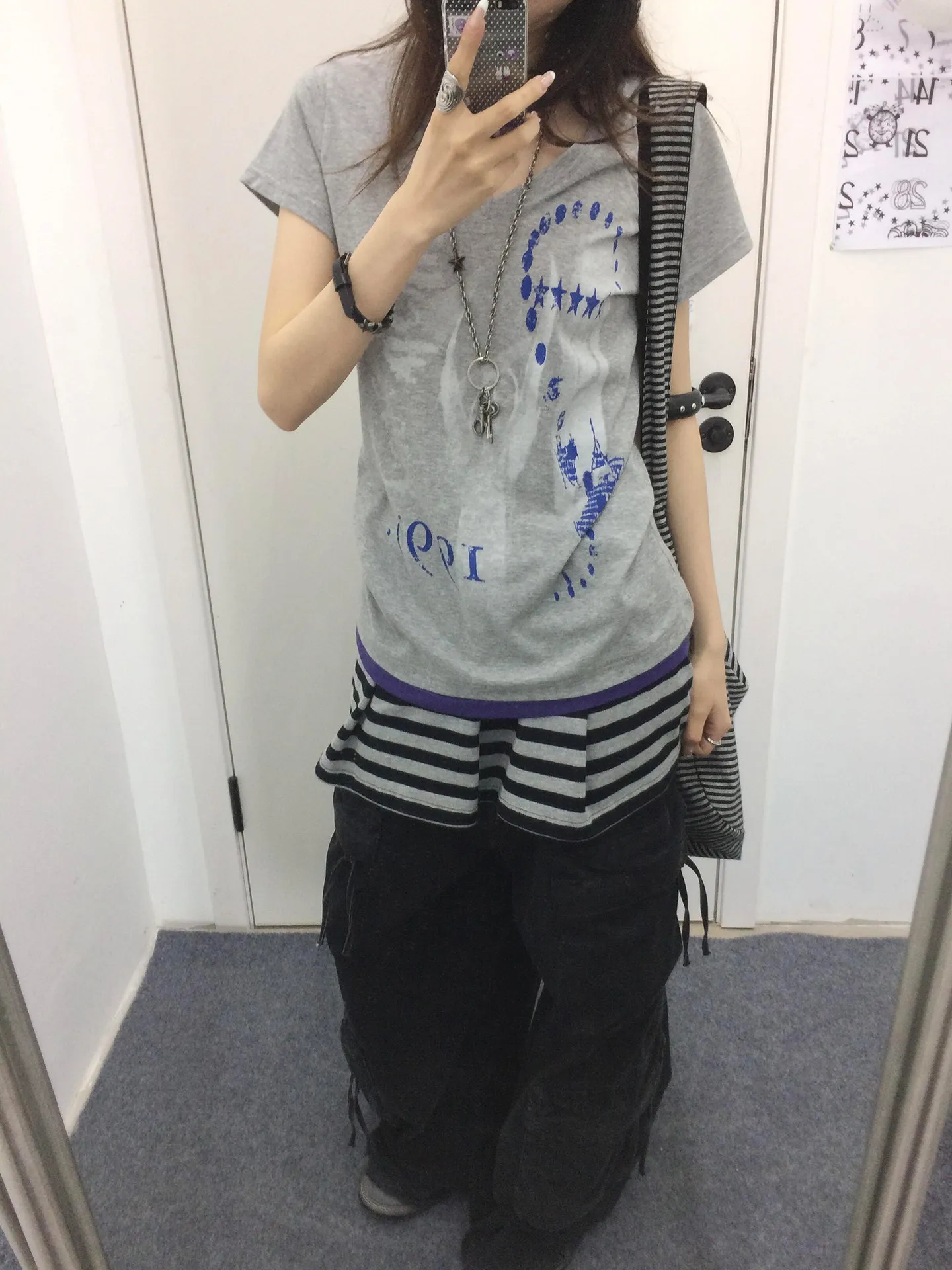 Tonngirls Harajuku Print T Shirt Women Short Sleeve Y2k Vintage Tops Patchwork Graphic Tops American Retro 90s Streetwear Tshirt