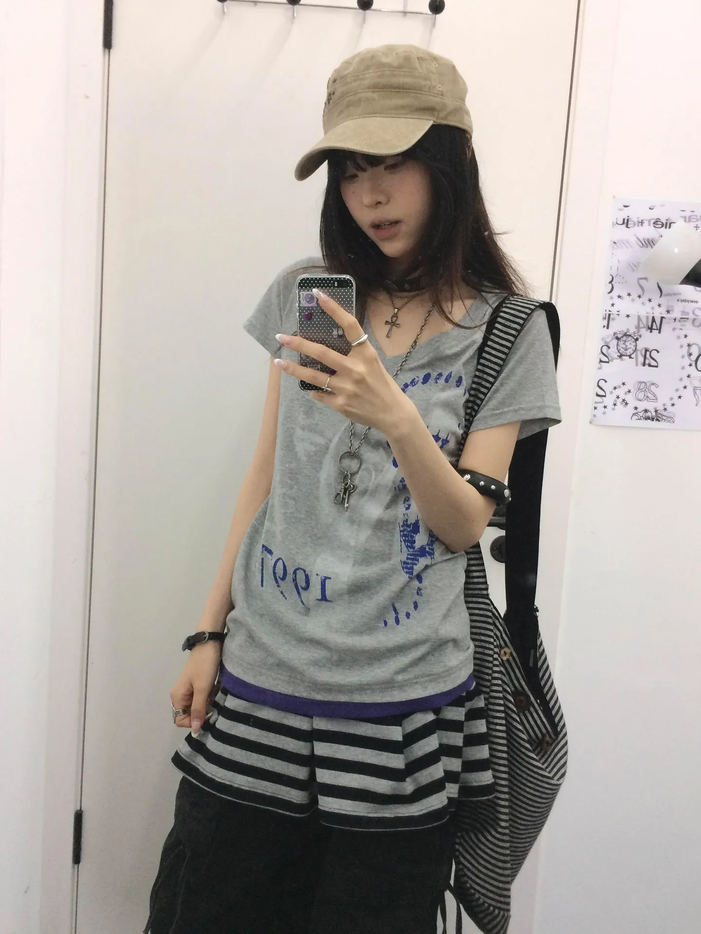 Tonngirls Harajuku Print T Shirt Women Short Sleeve Y2k Vintage Tops Patchwork Graphic Tops American Retro 90s Streetwear Tshirt