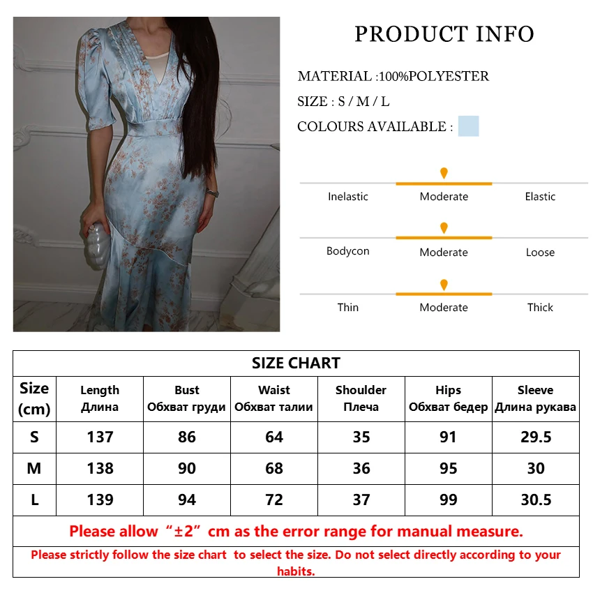 Clacive Summer Slim Print Women Dress Fashion V-Neck Short Sleeve Ankle Length Dresses Elegant Classic High Waist Female Dress