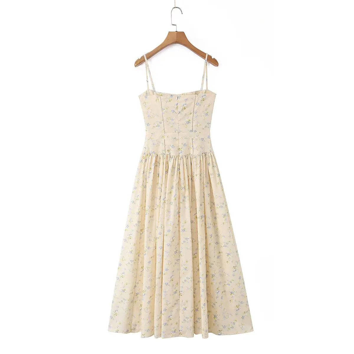 YENKYE Summer 2026 Women's Floral Print Corset Spaghetti Strap A-Line Maxi Dress Casual Beach Boho Vacation Dresses