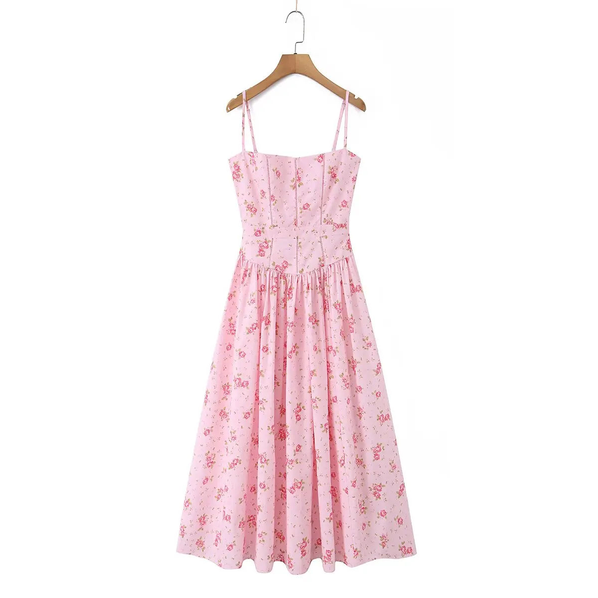 YENKYE Summer 2026 Women's Floral Print Corset Spaghetti Strap A-Line Maxi Dress Casual Beach Boho Vacation Dresses