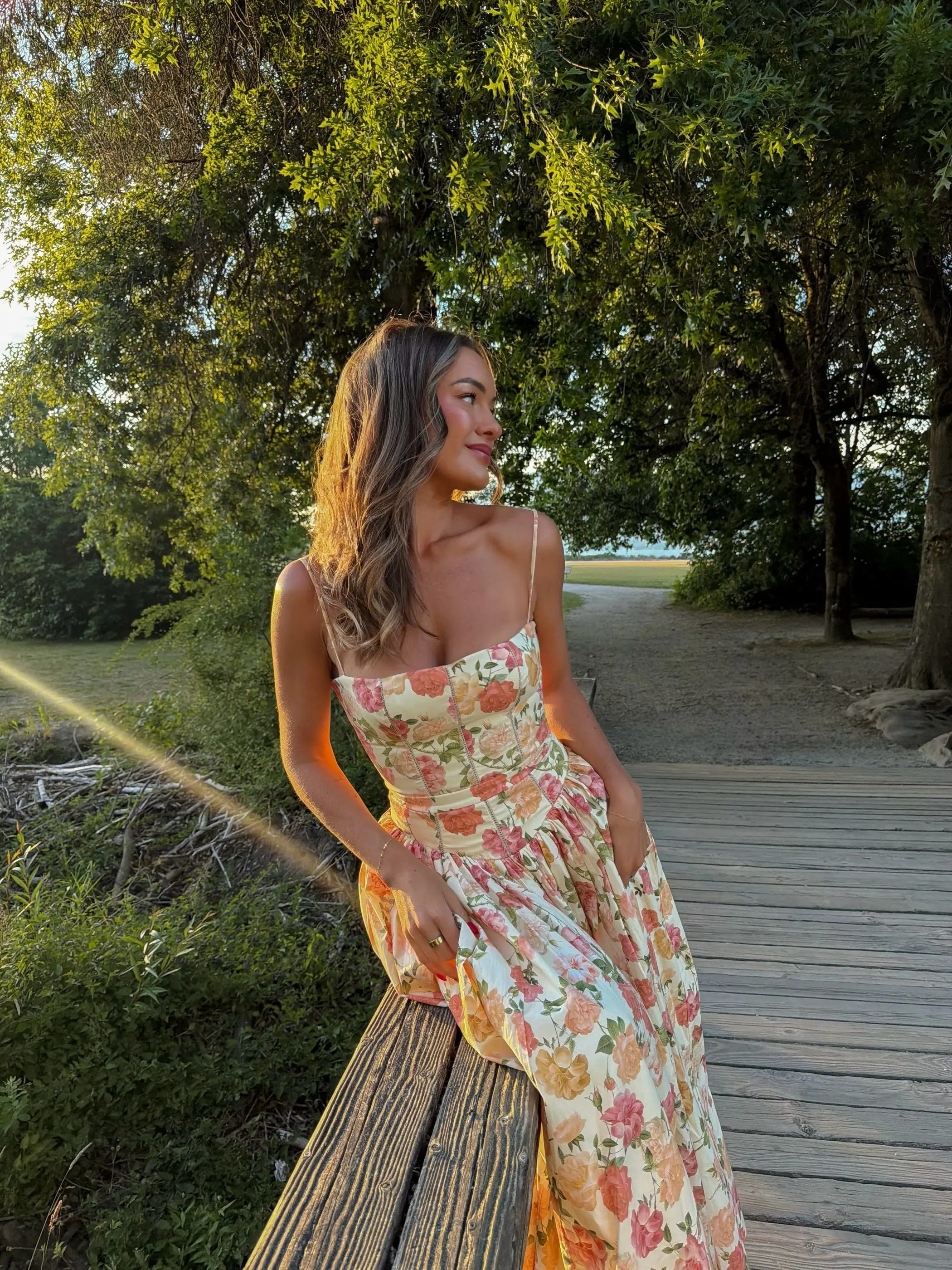 YENKYE Summer 2026 Women's Floral Print Corset Spaghetti Strap A-Line Maxi Dress Casual Beach Boho Vacation Dresses