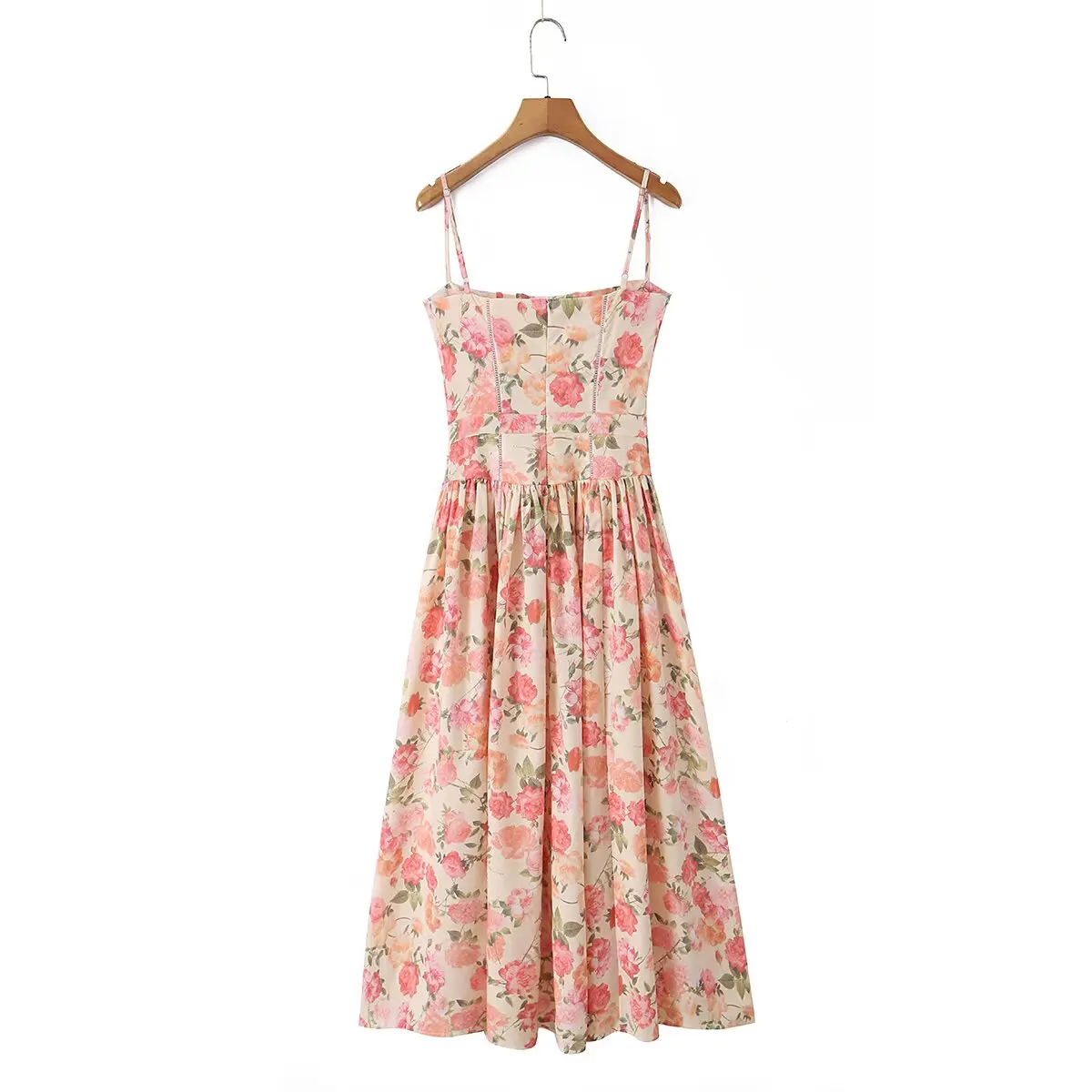YENKYE Summer 2026 Women's Floral Print Corset Spaghetti Strap A-Line Maxi Dress Casual Beach Boho Vacation Dresses