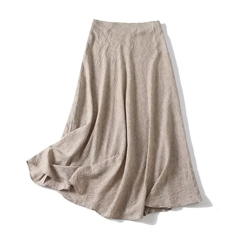 YENKYE Minimalist Commuting Style A-line Midi Skirt Women High Waist Casual Summer Skirts