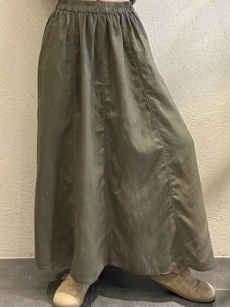 Amax LuluE Japanese Design Fashion Soild Skirts Females Vintage Leisure Elegant Streetwear Womens Summer Loose Classic Clothes