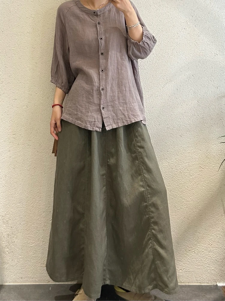 Amax LuluE Japanese Design Fashion Soild Skirts Females Vintage Leisure Elegant Streetwear Womens Summer Loose Classic Clothes