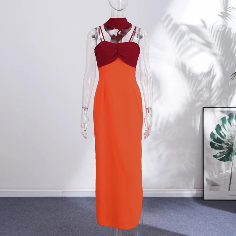 2026 Summer Elegant Maxi Slip Dress Twist Front Spaghetti Strap Slit Bohemian Wedding Guest Cocktail Party Vacation Women Gown