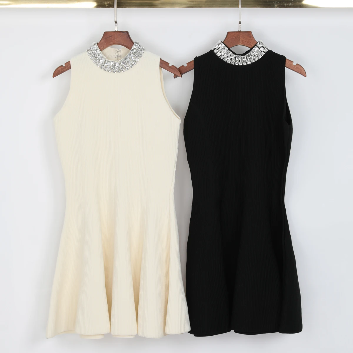 2637 High-quality Summer New Sexy Style Elastic Knitted Fashion Trend Slim Fit And Slimming Nail Drill Women's Short Dress