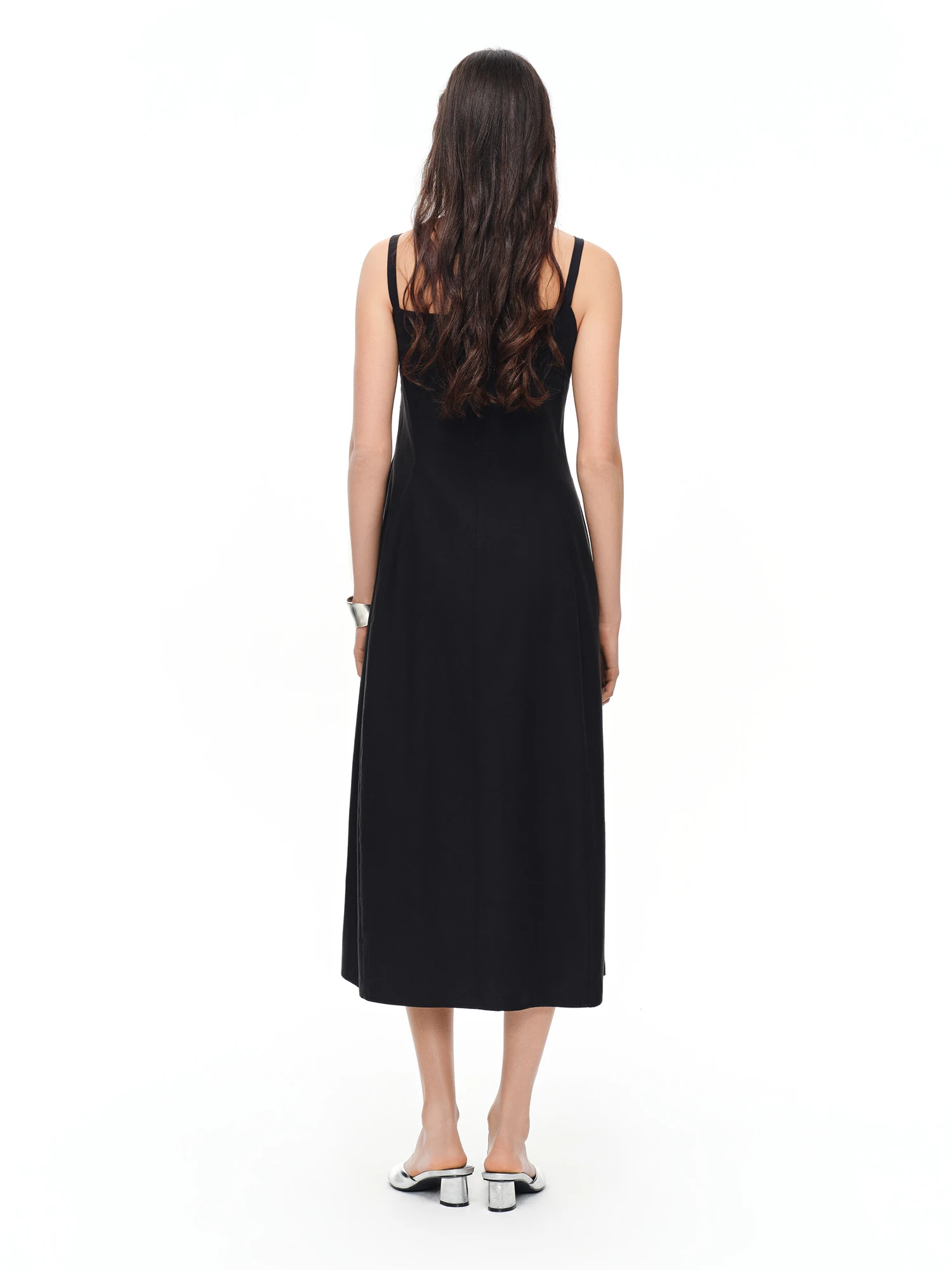 DUSHU 2026 Summer Women's French-Inspired Minimalist Spaghetti Strap Dress Bloom Hem - Casual Style for Daily Summer Outings