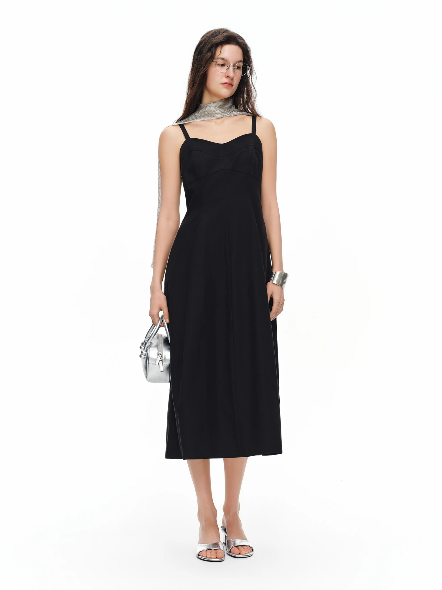 DUSHU 2026 Summer Women's French-Inspired Minimalist Spaghetti Strap Dress Bloom Hem - Casual Style for Daily Summer Outings