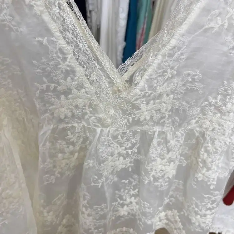 Sexy Lace Jacquard Embroidery Vest New Sweet Elegant Ruffles Women Clothing Slim Trendy French Style Casual Fairy Tanks