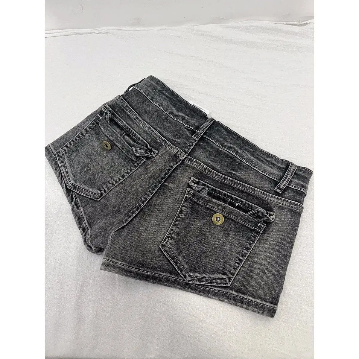 Retro Spice Girl Washed Old Black Grey Denim Shorts Female Summer Spice Girl Skinny Slim Hips A-Word Hot Pants