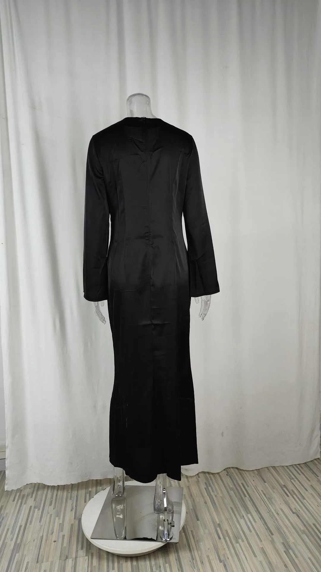 Summer Woman Dress Round Neck High Waist Black Pencil Dress Emerald Green Elegant Women's Evening Party Maxi Length Silky