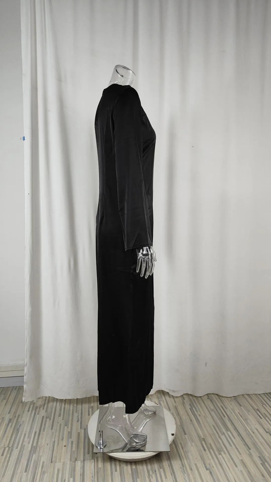 Summer Woman Dress Round Neck High Waist Black Pencil Dress Emerald Green Elegant Women's Evening Party Maxi Length Silky