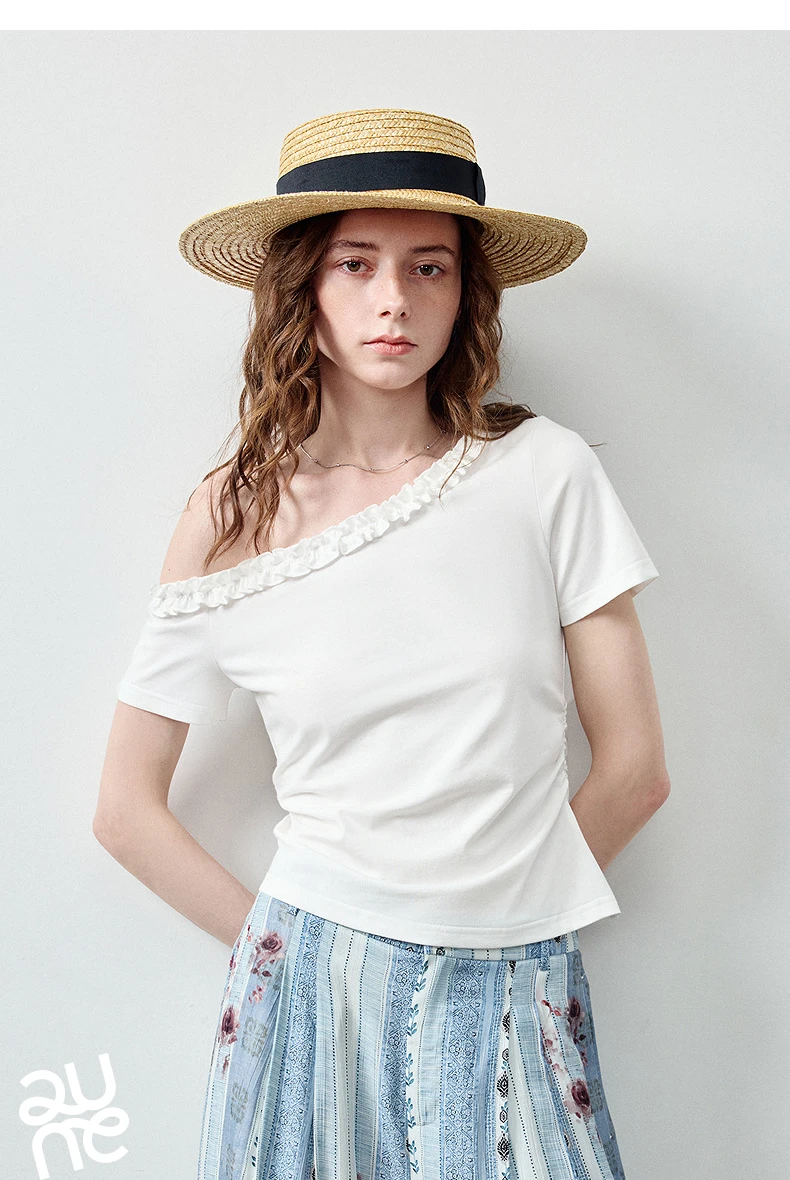 TOYOUTH Women 2 Piece Set 2026 Summer New South France Holiday Lace Off Shoulder Slim Top Rose Stripe Casual Pants Outfits