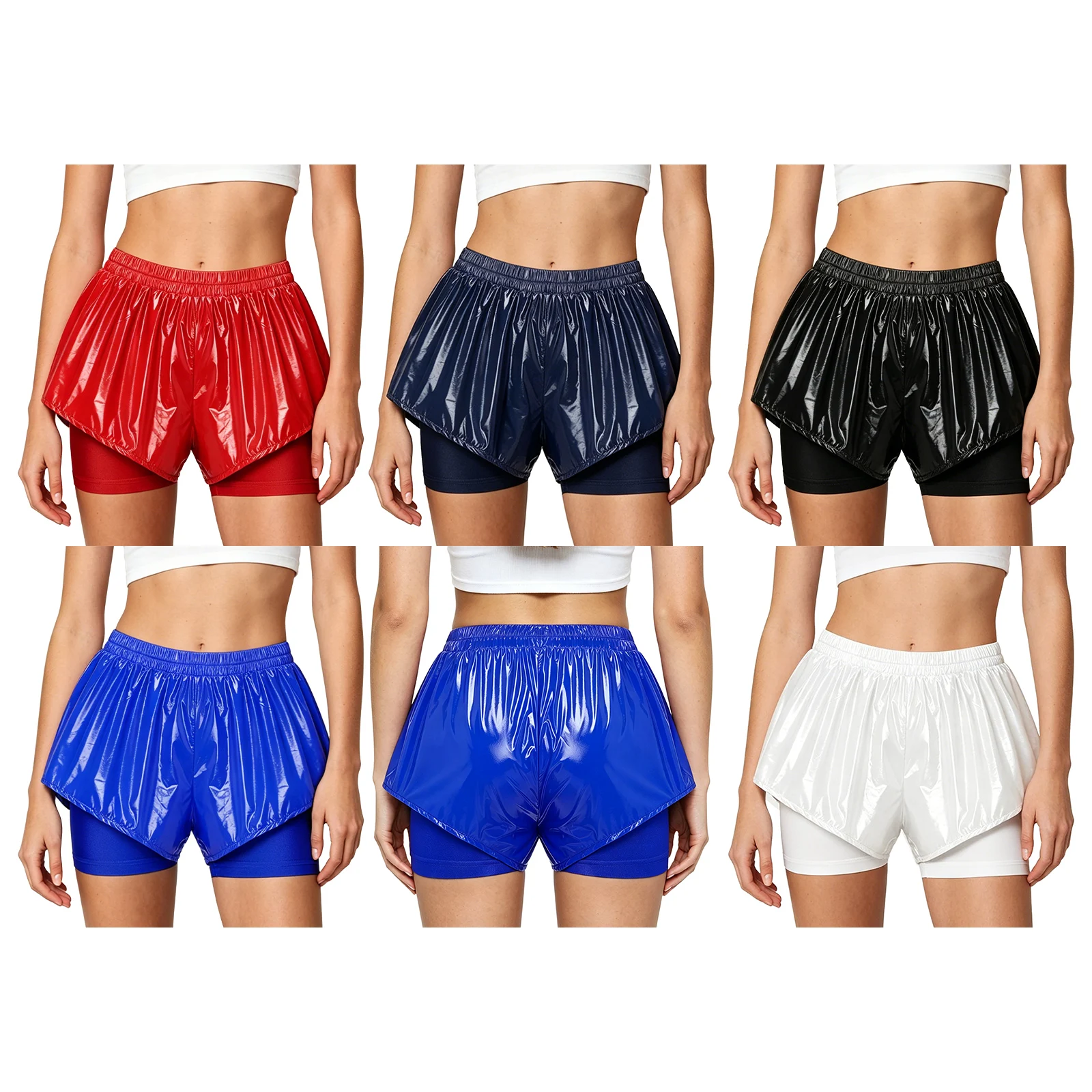 Women Waterproof Shorts Swim Trunks 2 in 1 Athletic Bottoms Running Cycling Sports Yoga Workout Sportswear Beach Pool Swimwear