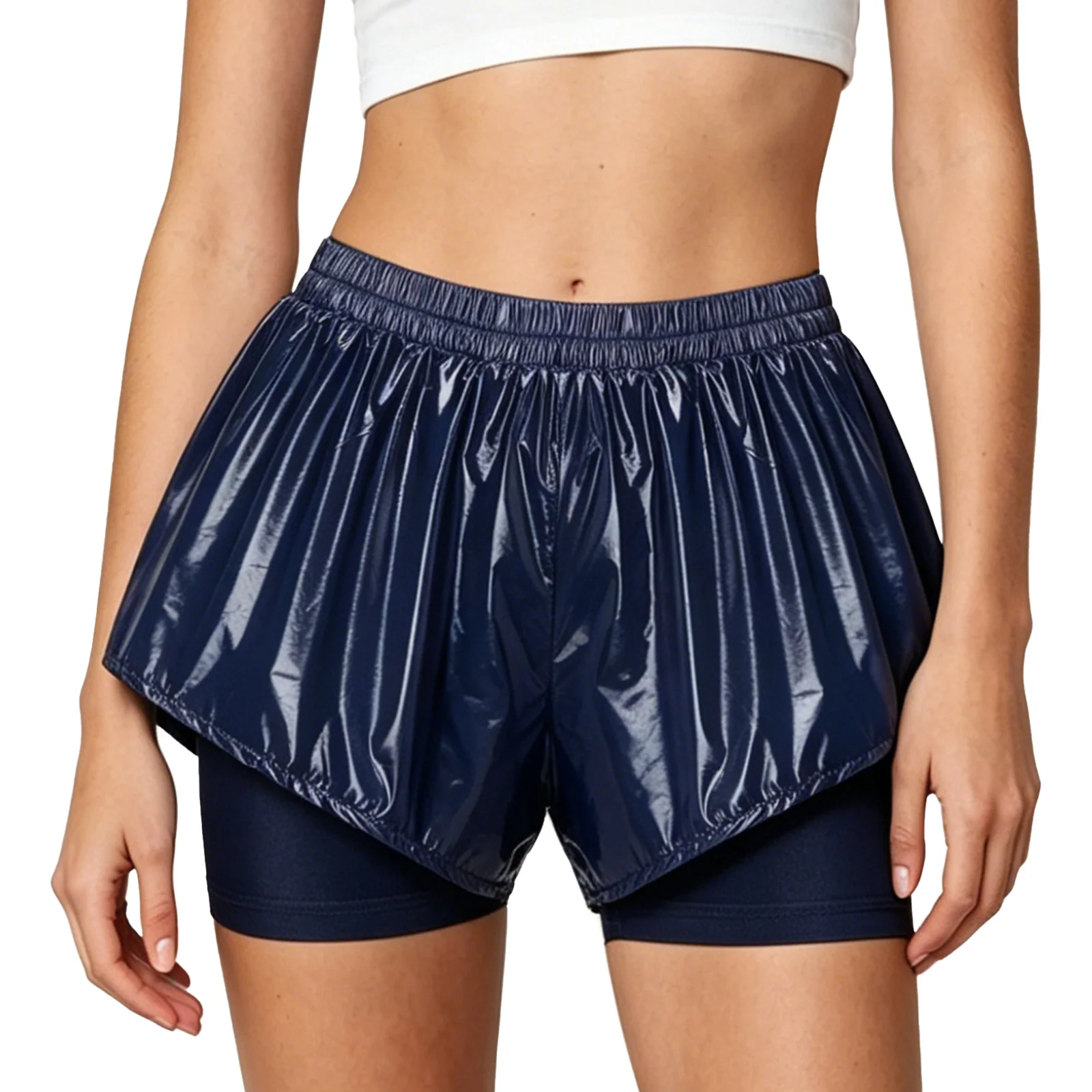Women Waterproof Shorts Swim Trunks 2 in 1 Athletic Bottoms Running Cycling Sports Yoga Workout Sportswear Beach Pool Swimwear