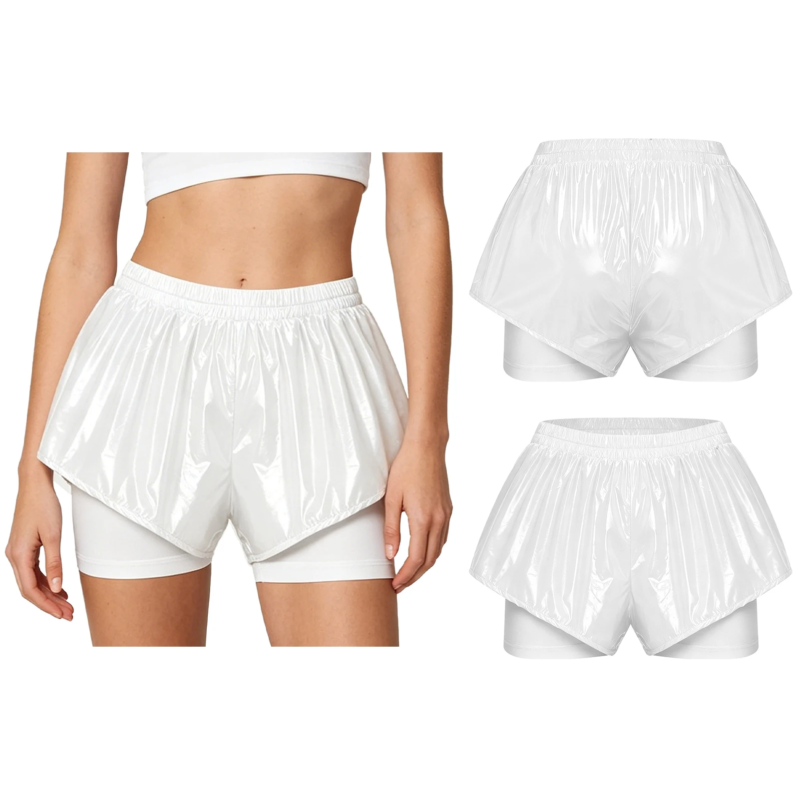 Women Waterproof Shorts Swim Trunks 2 in 1 Athletic Bottoms Running Cycling Sports Yoga Workout Sportswear Beach Pool Swimwear