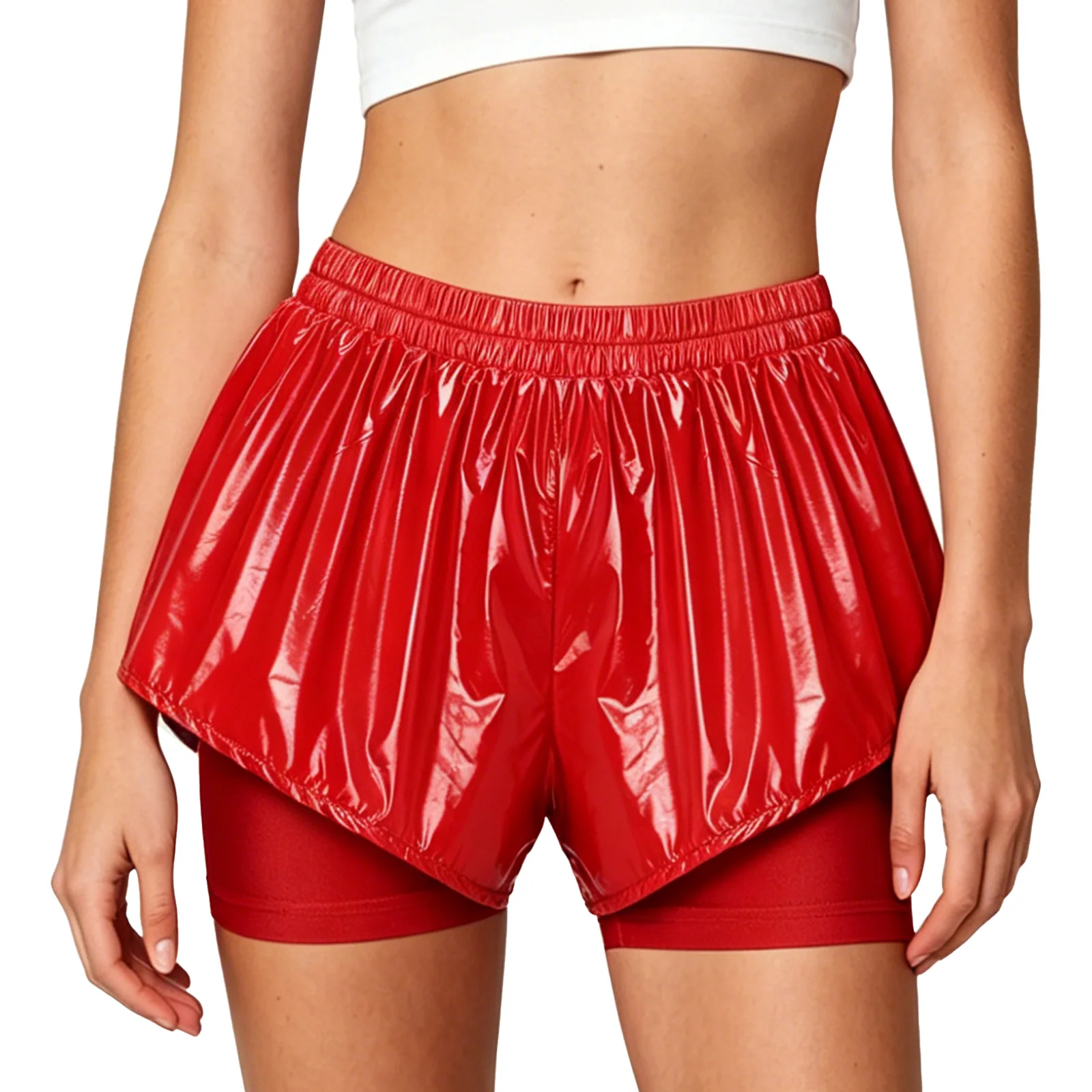 Women Waterproof Shorts Swim Trunks 2 in 1 Athletic Bottoms Running Cycling Sports Yoga Workout Sportswear Beach Pool Swimwear