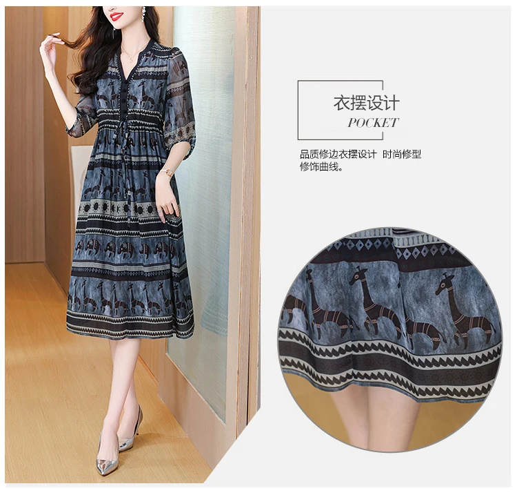 Boho Silk Chic Luxury Long Dress for Women Spring Summer Vintage Chiffon Hepburn Party Dress 2026 Elegant Casual Prom Clothes