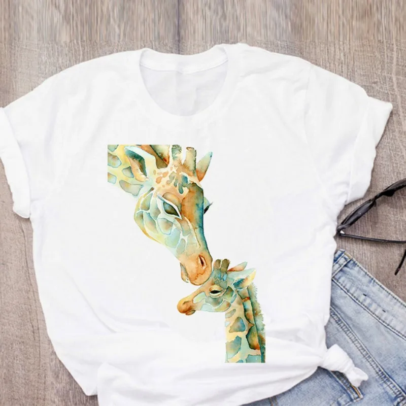 Women's Short-sleeved T-shirt Giraffe Print Base Harajuku Tops Aesthetic Clothes Graphic T Shirts Summer polyester fiber
