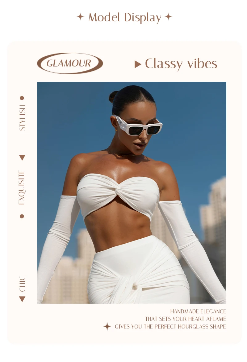 VC White Two-Piece Beach Outfit – Off-Shoulder Crop Top&High-Waist Maxi Skirt Set for Vacation&Resort Wear Y2K Ruched Dress Set