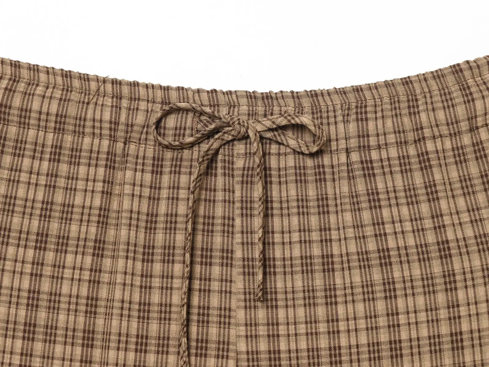 Vintage Plaid 2 Piece Set Women Casual Single Breasted Vest Top and Drawstring Wide Leg Pants Suits Elegant Female Match Sets