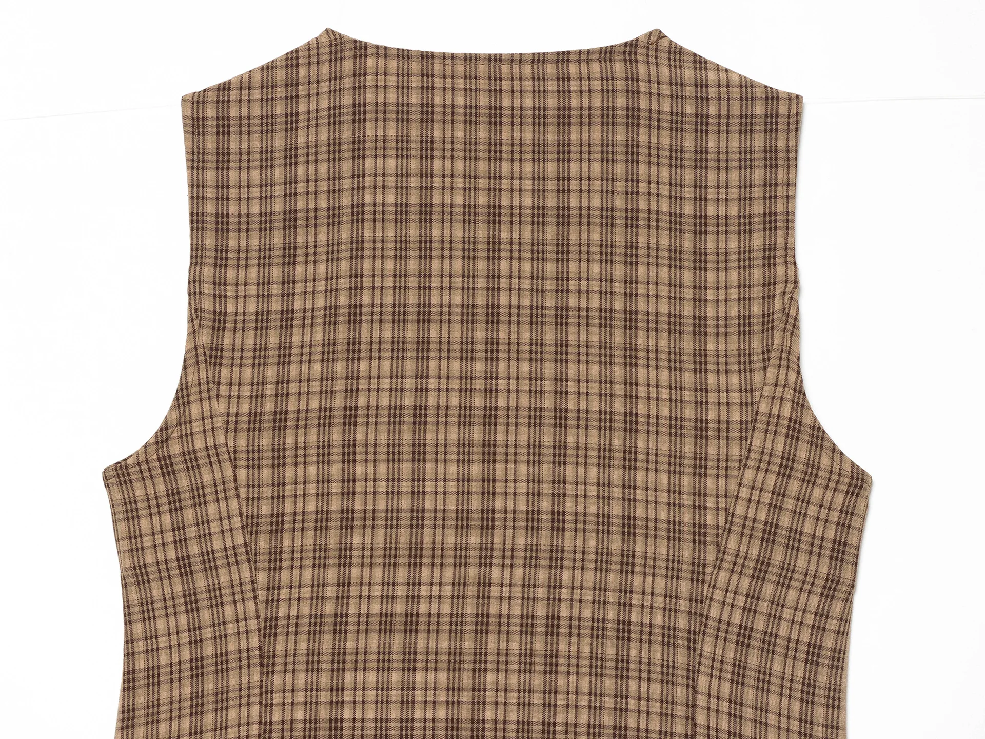 Vintage Plaid 2 Piece Set Women Casual Single Breasted Vest Top and Drawstring Wide Leg Pants Suits Elegant Female Match Sets