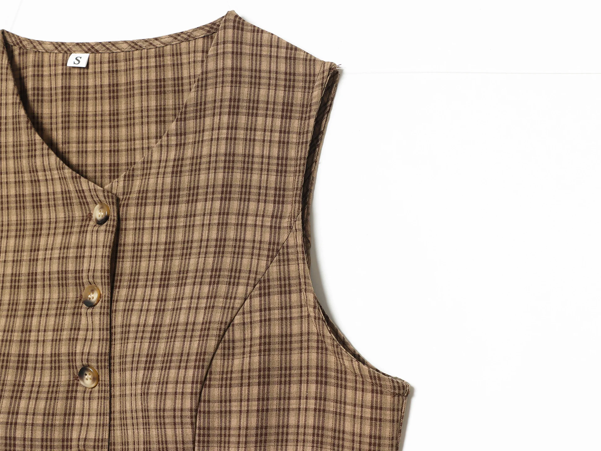 Vintage Plaid 2 Piece Set Women Casual Single Breasted Vest Top and Drawstring Wide Leg Pants Suits Elegant Female Match Sets