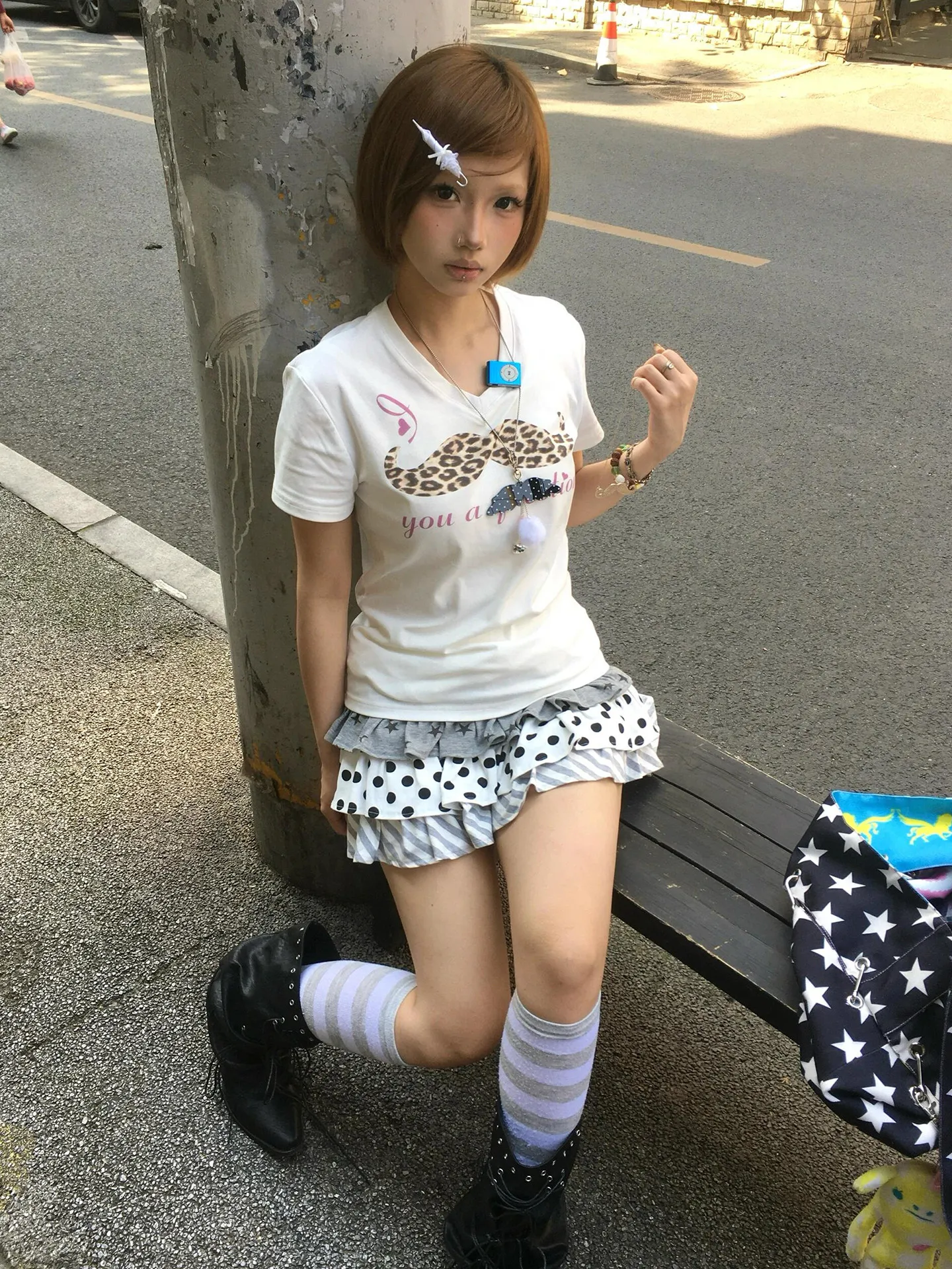Tonngirls Y2k vintage T Shirt Women Short Sleeve Leopard-print Mustache Graphic Tops 2000s Aesthetic Crop Tops American Retro