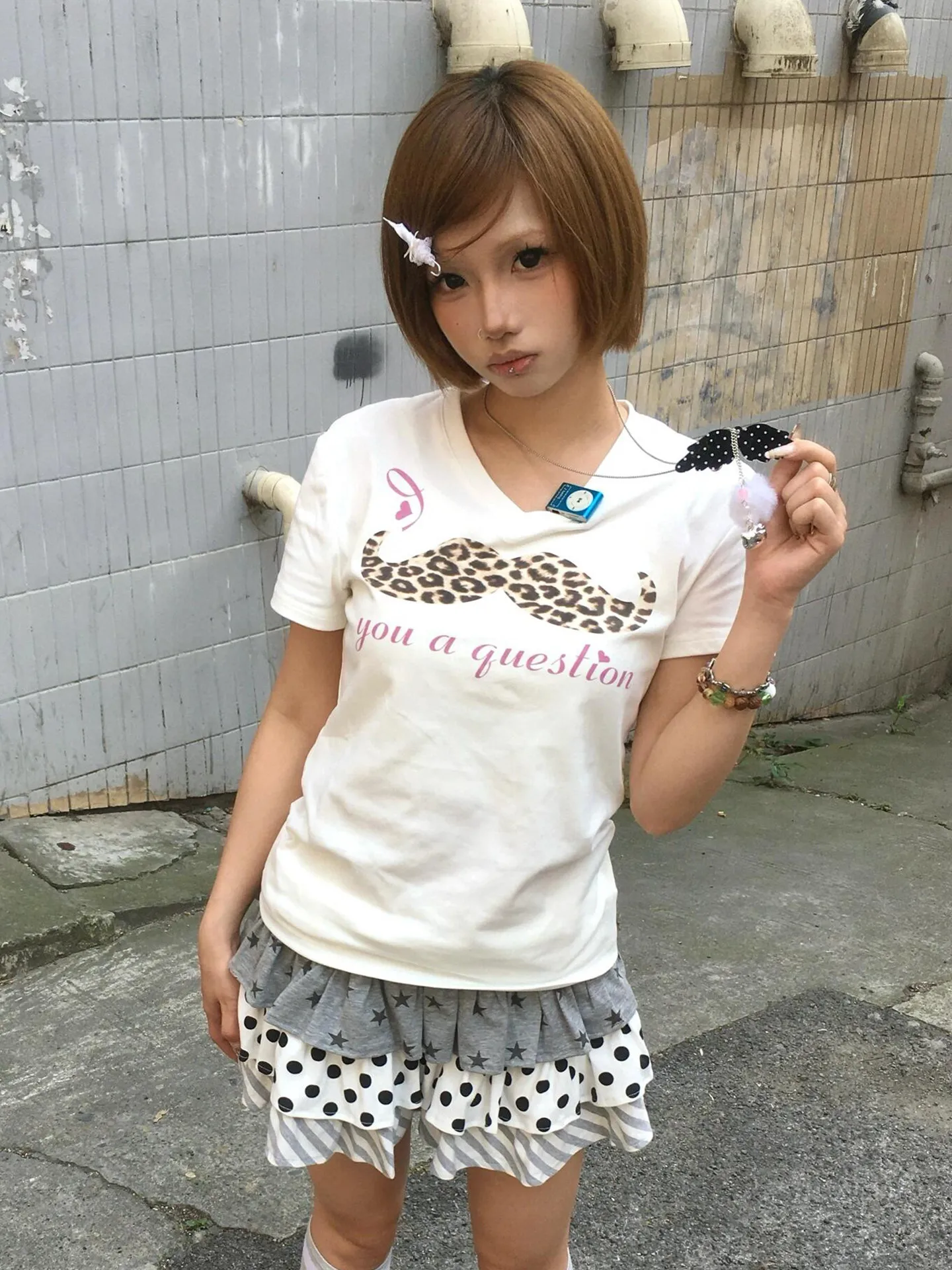 Tonngirls Y2k vintage T Shirt Women Short Sleeve Leopard-print Mustache Graphic Tops 2000s Aesthetic Crop Tops American Retro