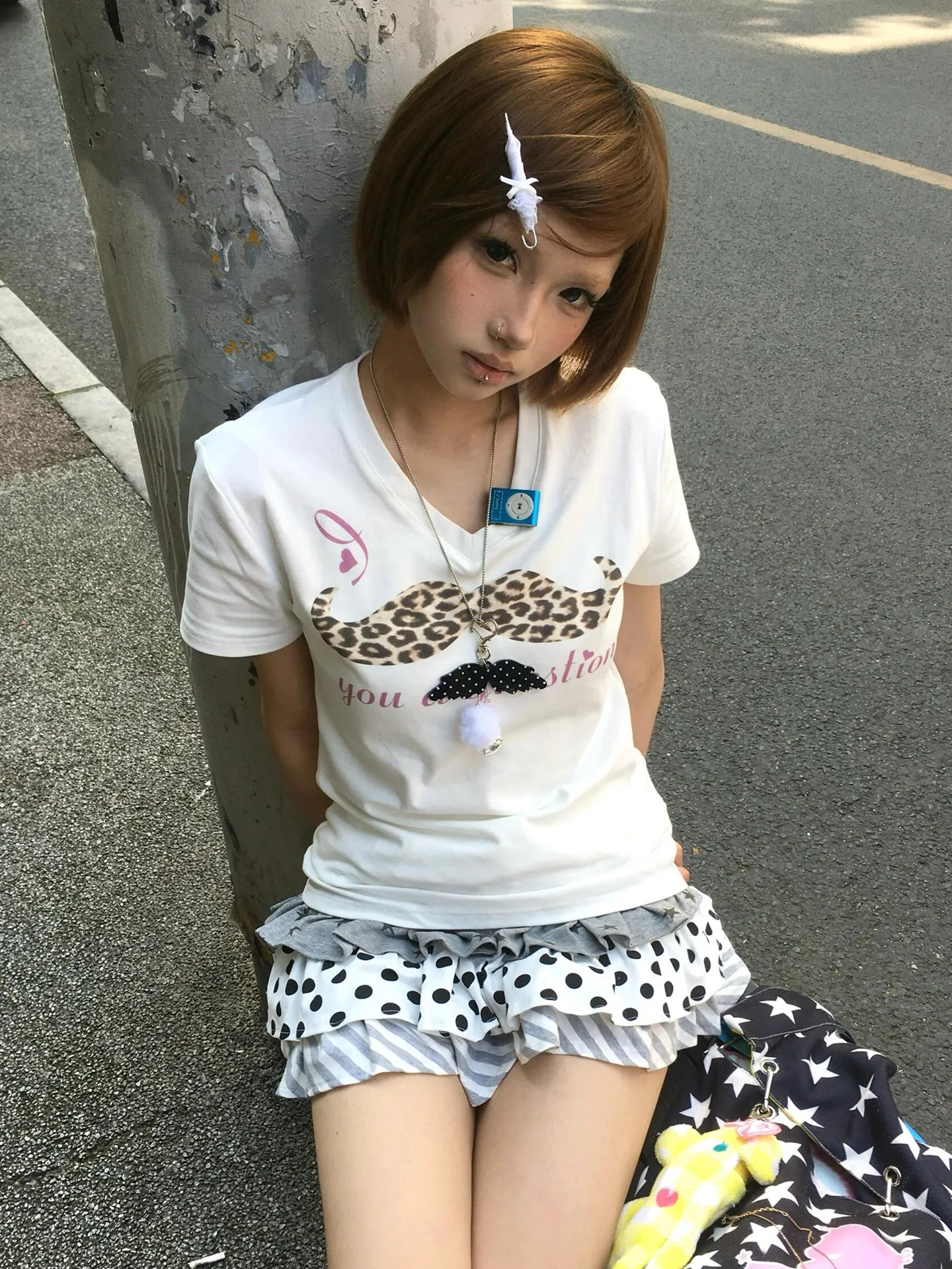 Tonngirls Y2k vintage T Shirt Women Short Sleeve Leopard-print Mustache Graphic Tops 2000s Aesthetic Crop Tops American Retro