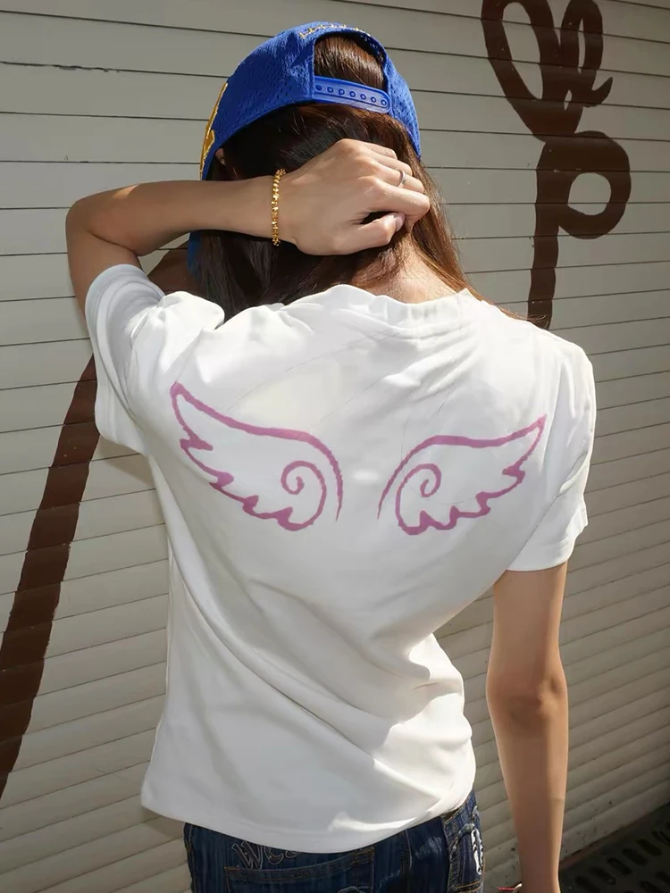Tonngirls Y2k vintage T Shirt Women Short Sleeve Leopard-print Mustache Graphic Tops 2000s Aesthetic Crop Tops American Retro