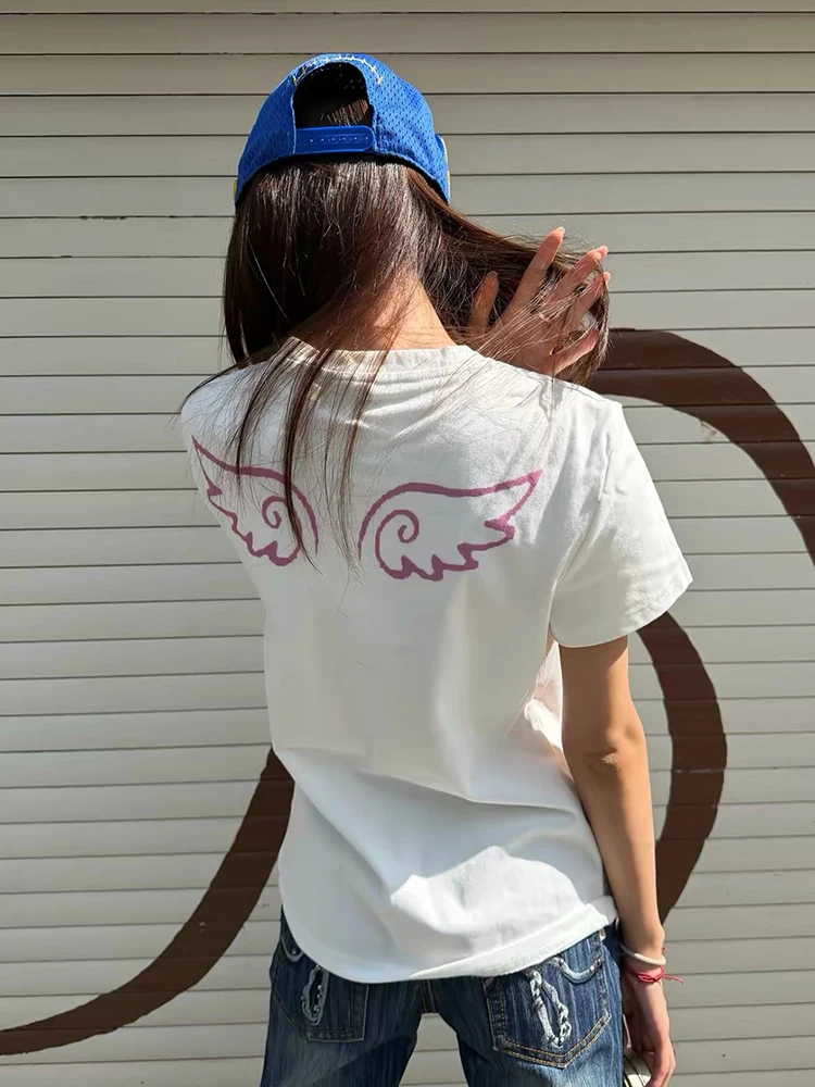 Tonngirls Y2k vintage T Shirt Women Short Sleeve Leopard-print Mustache Graphic Tops 2000s Aesthetic Crop Tops American Retro