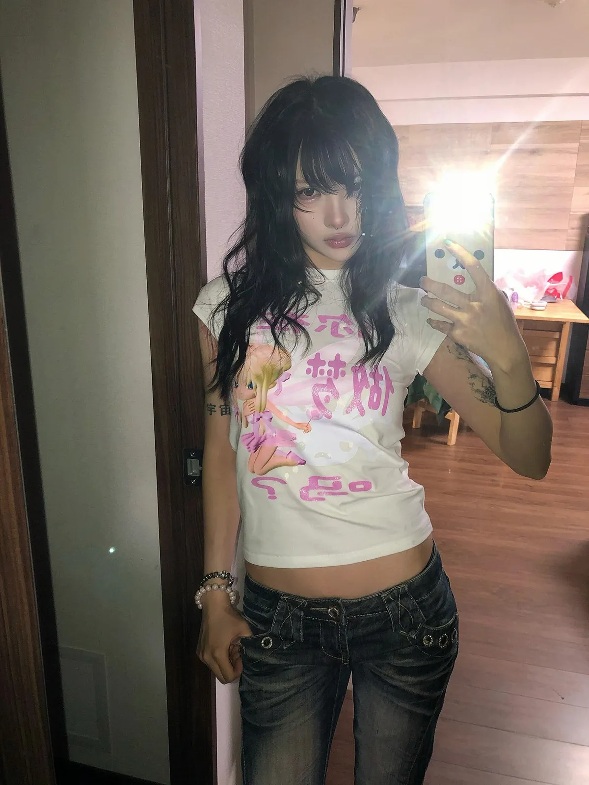 Tonngirls Y2k Japanese Print Graphic Tops Women Short Sleeve Cotton Tshirts Aesthetic 2000s Funny Casual Vintage Tops Korean