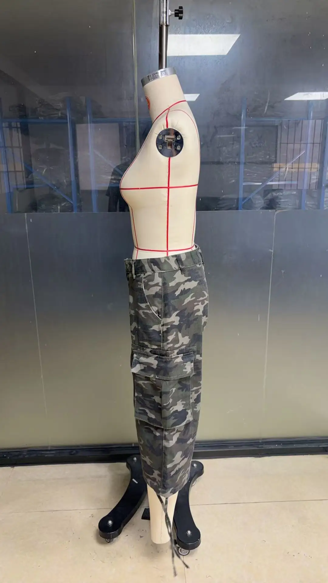 STYLISH LADY Vintage Baggy Cargo Capri Pants 2026 Women Camo Pocket Drawstring Hem Casual Loose Street Wide Leg Mid Jeans