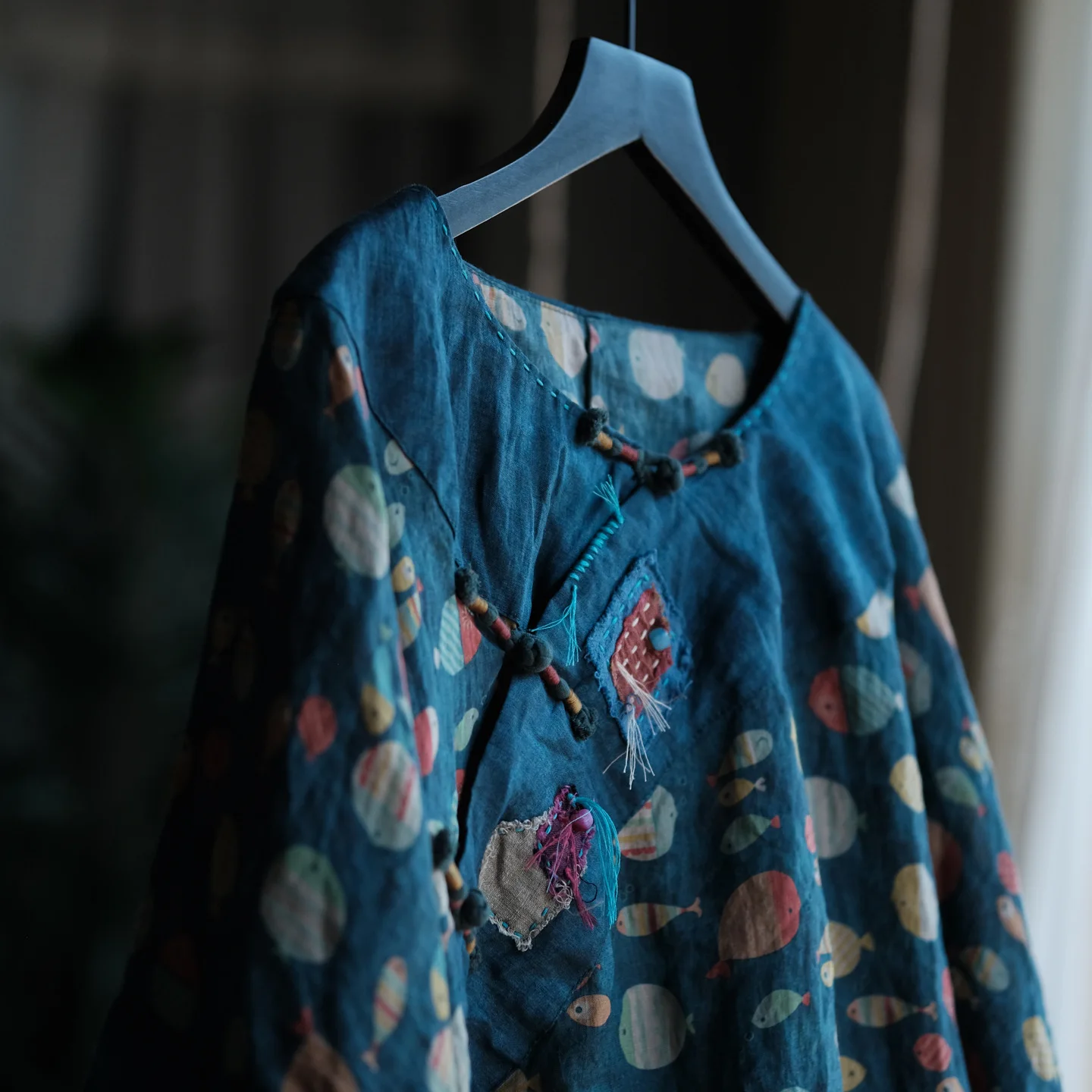 100% Ramie Women Casual Shirt New Arrival 2026 Chinese Style O-neck Vintage Print Loose Comfortable Female Tops Shirts M2785