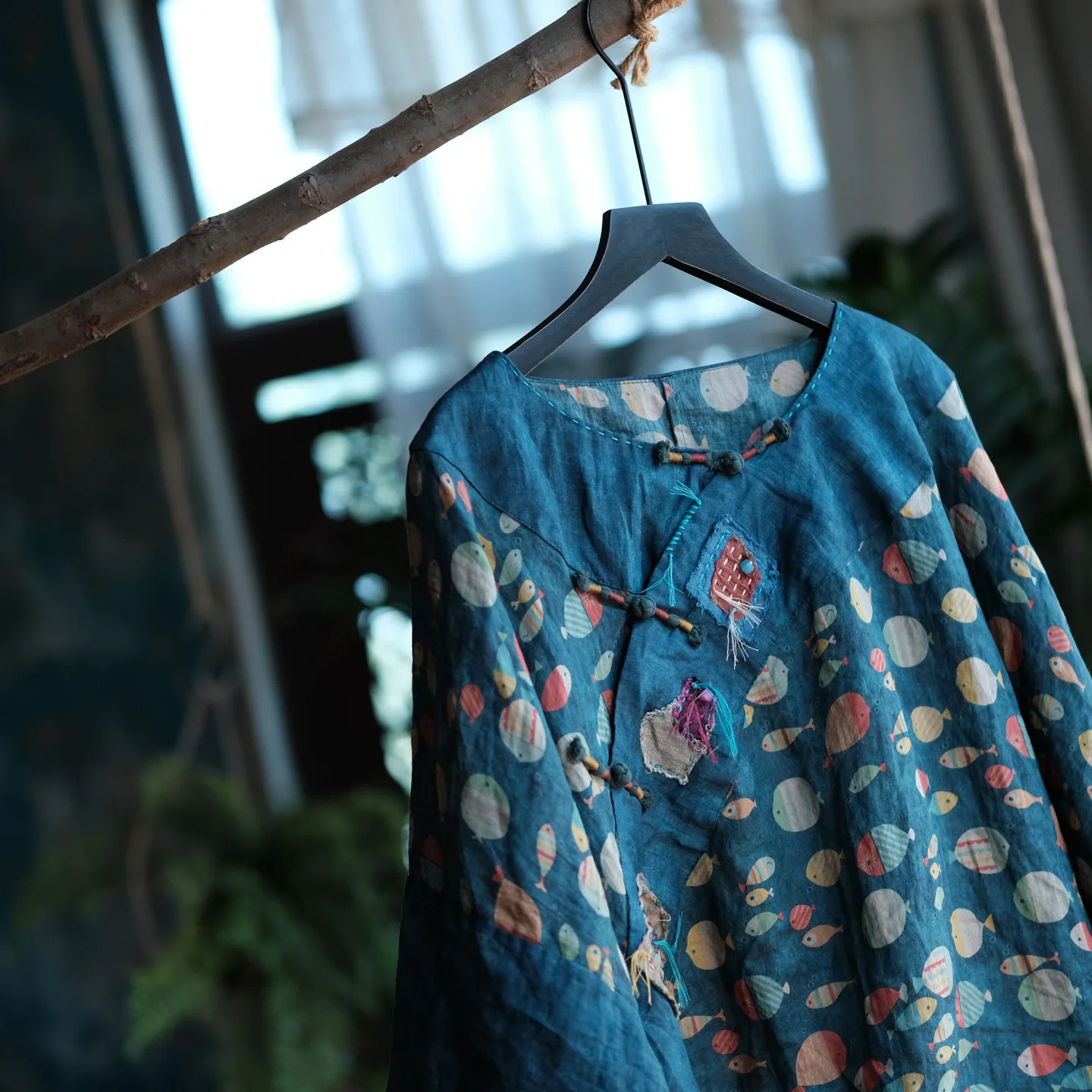 100% Ramie Women Casual Shirt New Arrival 2026 Chinese Style O-neck Vintage Print Loose Comfortable Female Tops Shirts M2785