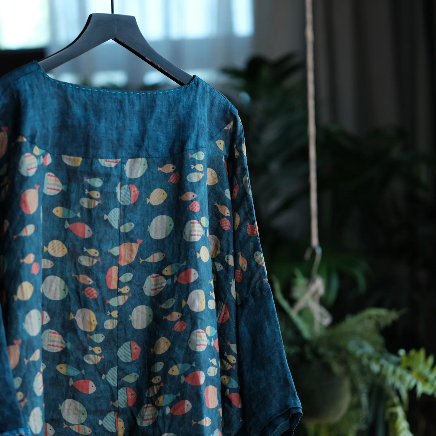 100% Ramie Women Casual Shirt New Arrival 2026 Chinese Style O-neck Vintage Print Loose Comfortable Female Tops Shirts M2785