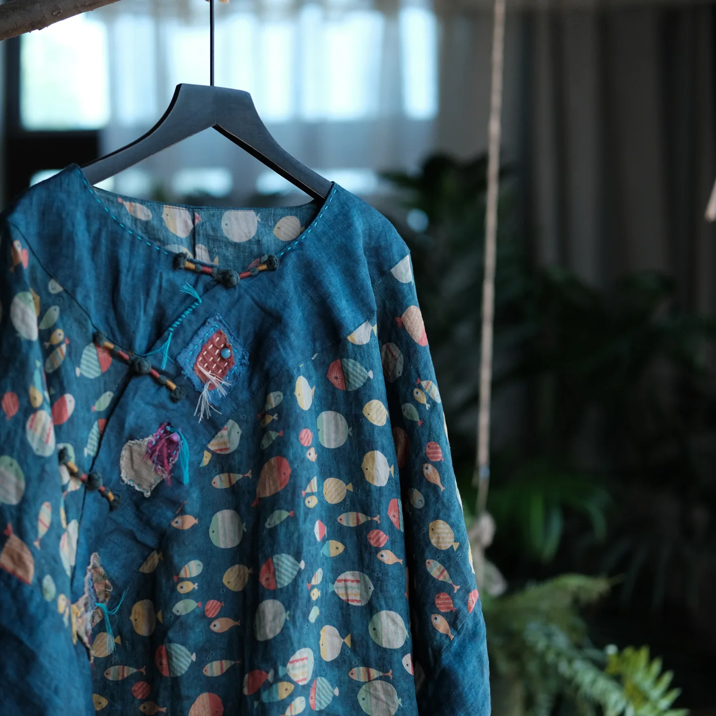 100% Ramie Women Casual Shirt New Arrival 2026 Chinese Style O-neck Vintage Print Loose Comfortable Female Tops Shirts M2785