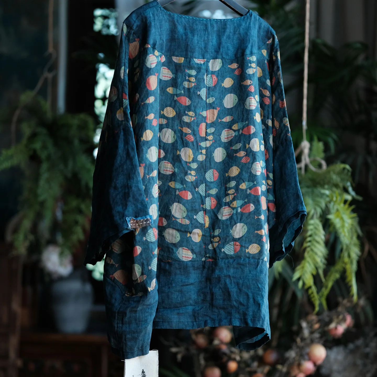 100% Ramie Women Casual Shirt New Arrival 2026 Chinese Style O-neck Vintage Print Loose Comfortable Female Tops Shirts M2785