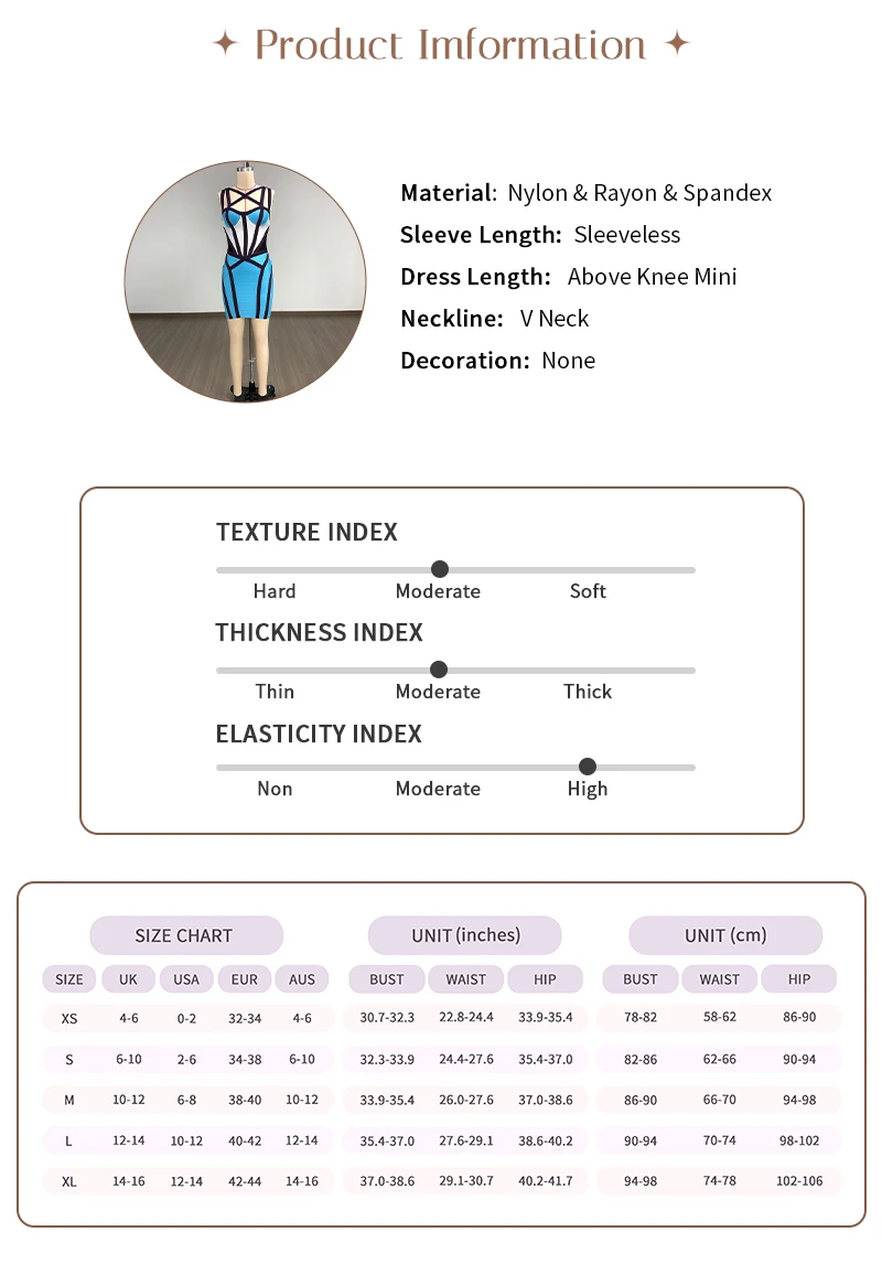 VC Bandage Bodycon Mini Dress Women Cut Out Strappy Club Dress Sexy Sleeveless Cocktail Party Dress Elegant Slim Fit Outfit