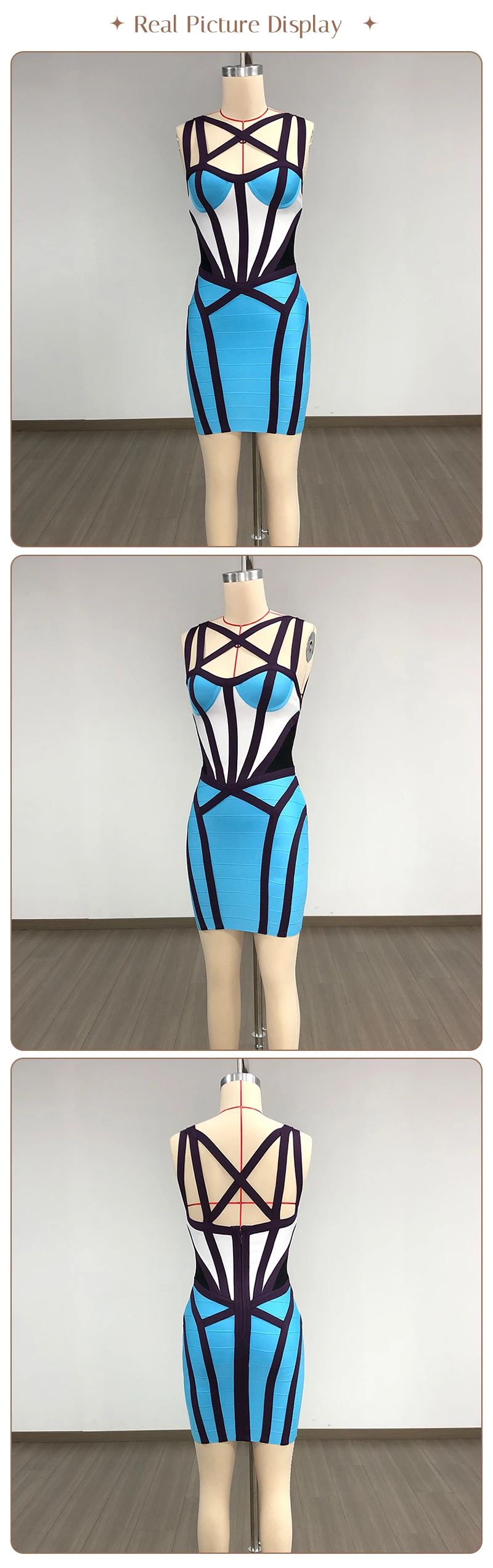 VC Bandage Bodycon Mini Dress Women Cut Out Strappy Club Dress Sexy Sleeveless Cocktail Party Dress Elegant Slim Fit Outfit