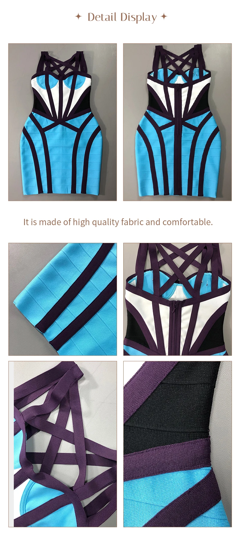 VC Bandage Bodycon Mini Dress Women Cut Out Strappy Club Dress Sexy Sleeveless Cocktail Party Dress Elegant Slim Fit Outfit