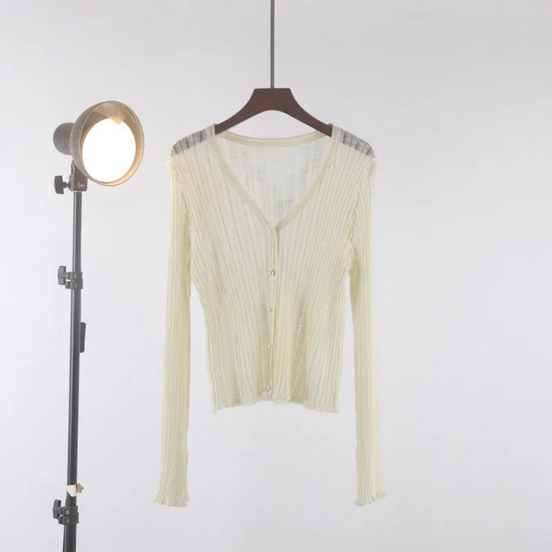 New M L Solid Sweater Women Knit Top Fashion Female Cardigan Thin Summer Spring Long Sleeve Adult Jacket Clothe Ladies Candy