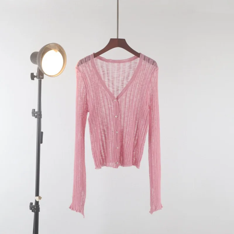 New M L Solid Sweater Women Knit Top Fashion Female Cardigan Thin Summer Spring Long Sleeve Adult Jacket Clothe Ladies Candy