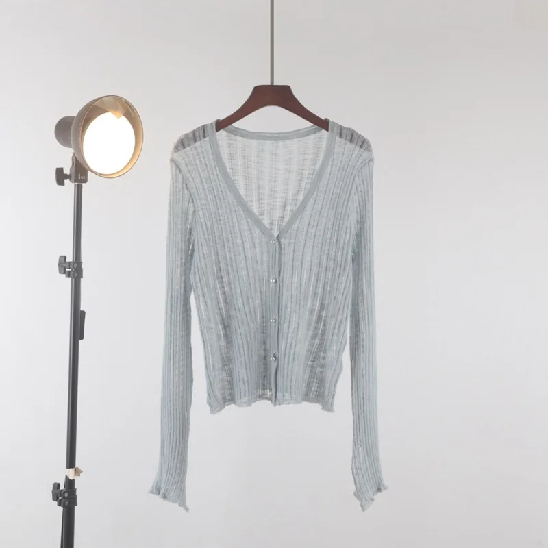 New M L Solid Sweater Women Knit Top Fashion Female Cardigan Thin Summer Spring Long Sleeve Adult Jacket Clothe Ladies Candy