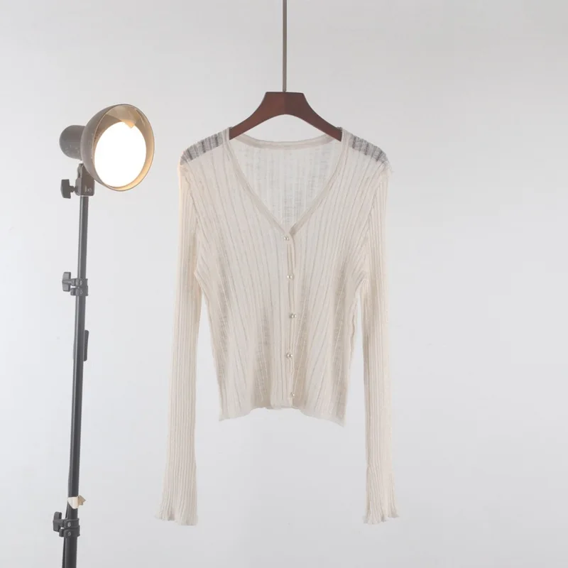 New M L Solid Sweater Women Knit Top Fashion Female Cardigan Thin Summer Spring Long Sleeve Adult Jacket Clothe Ladies Candy
