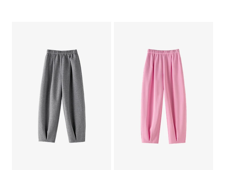 TOYOUTH Women's Rose Pink Elastic Waist Tapered Balloon Pants 2026 Autumn New Loose Fit Slimming