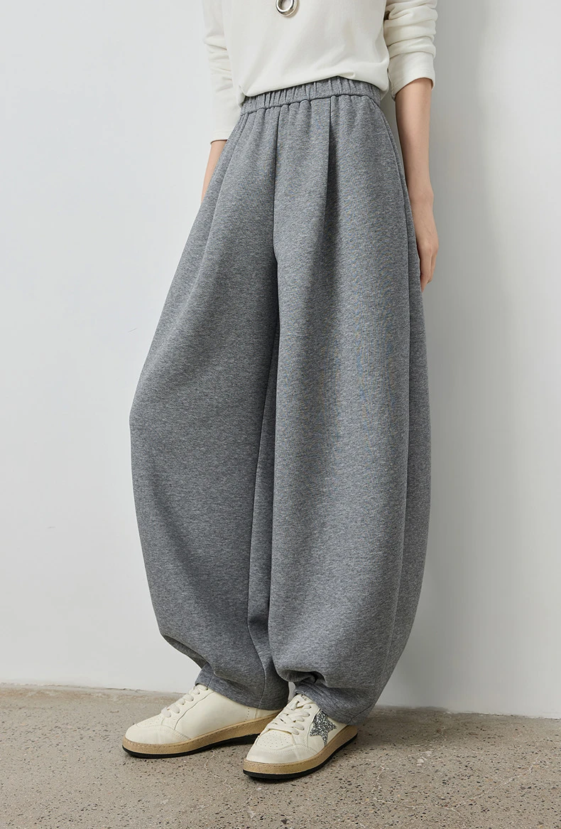 TOYOUTH Women's Rose Pink Elastic Waist Tapered Balloon Pants 2026 Autumn New Loose Fit Slimming